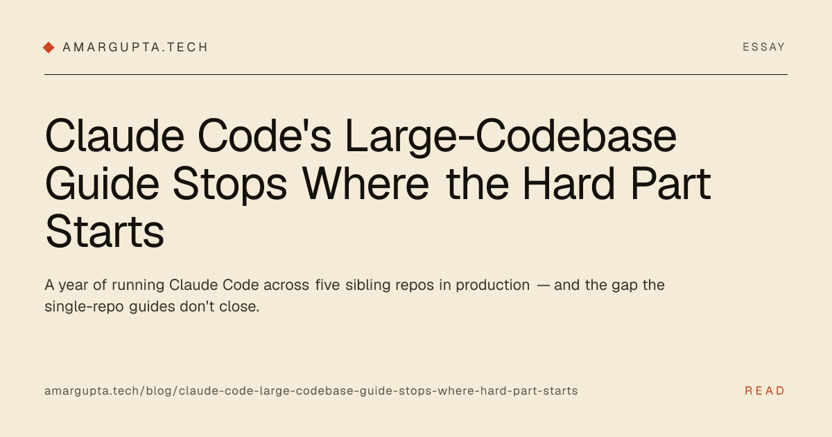 Claude Code's Large-Codebase Guide Stops Where the Hard Part Starts