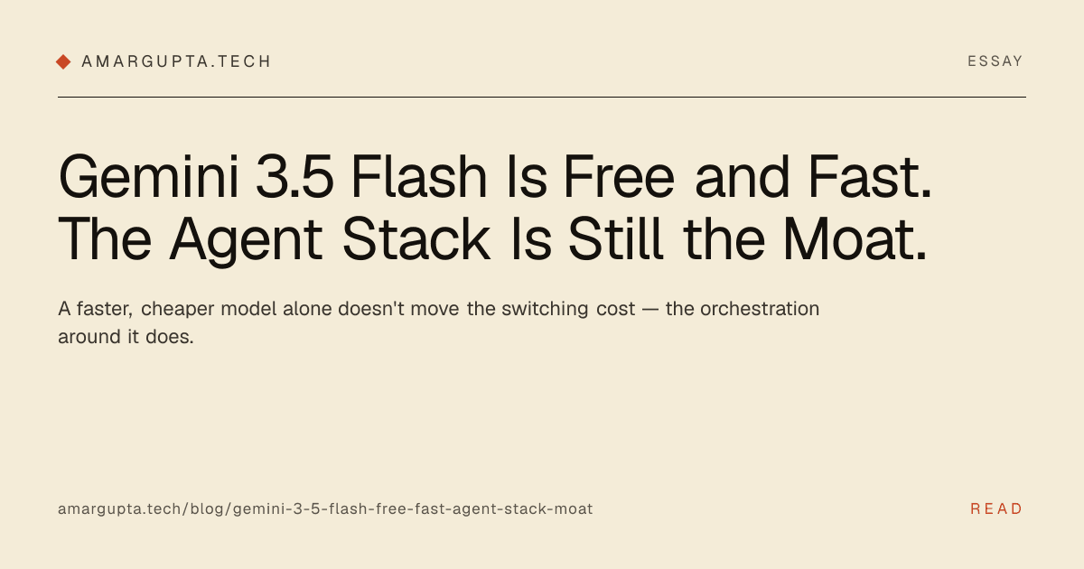 Gemini 3.5 Flash Is Free and Fast. The Agent Stack Is Still the Moat.