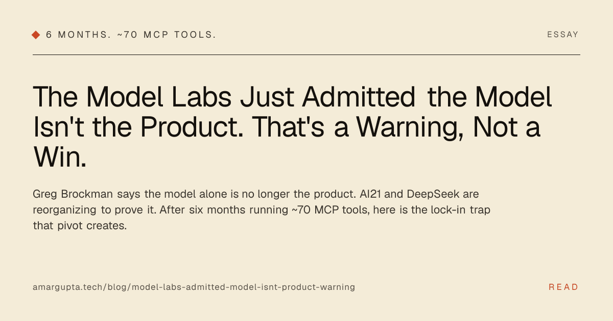 The Model Labs Just Admitted the Model Isn't the Product. That's a Warning, Not a Win.