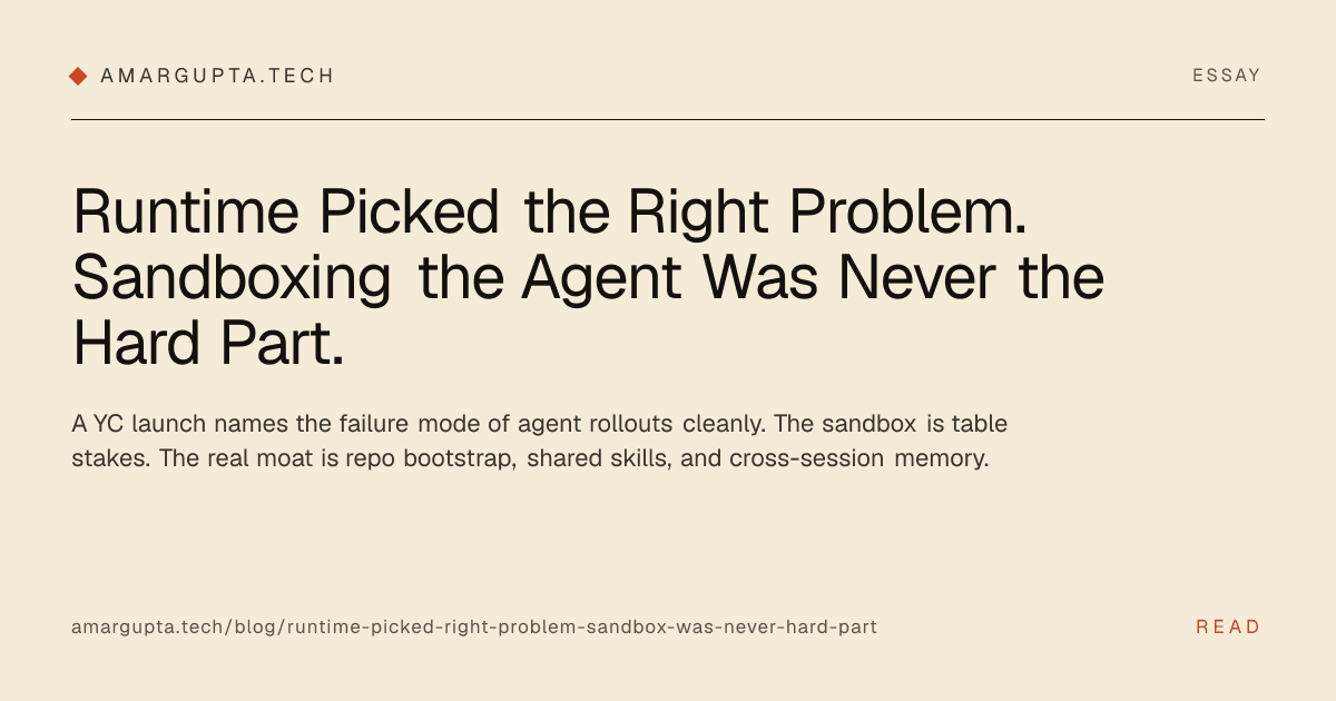 Runtime Picked the Right Problem. Sandboxing the Agent Was Never the Hard Part.